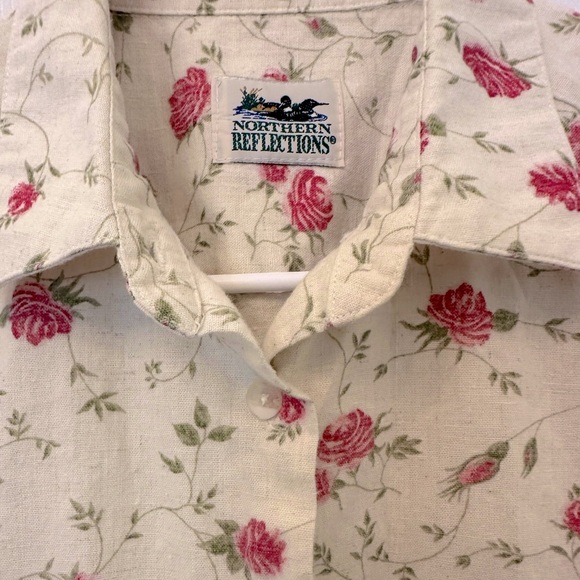 Vintage Northern Reflections Rose Button Down Shirt - Picture 1 of 4